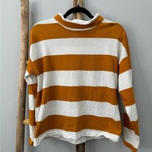 Madewell Striped Long Sleeve Turtleneck with Button Sleeves